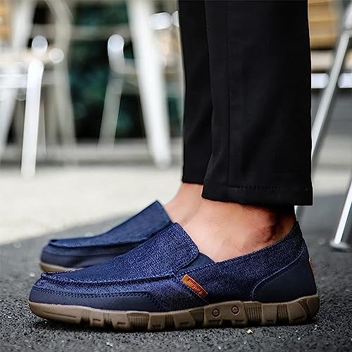 Men's Casual Fashion Canvas Slip On Boat Shoes Deck Shoes,Casual Vintage Non-Slip Lightweight Breathable Arch Support Loafers Walking Driving Shoes3
