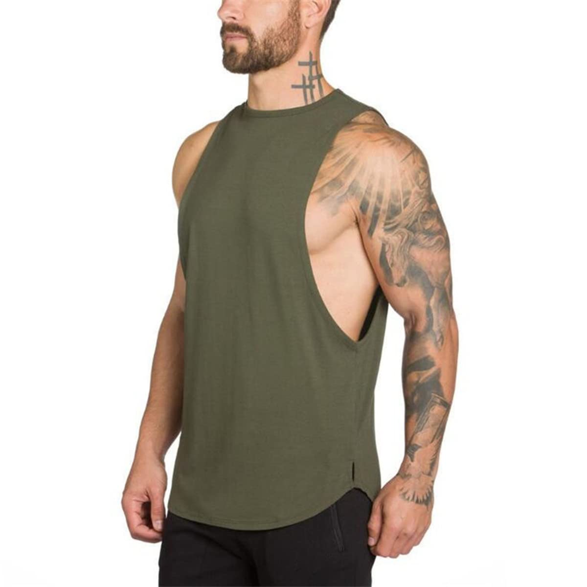 WAZZAP Camiseta Tirantes Hombre Sin Mangas Fitness Deportivo Tank Top Algodón Gimnasio Sport T-Shirt