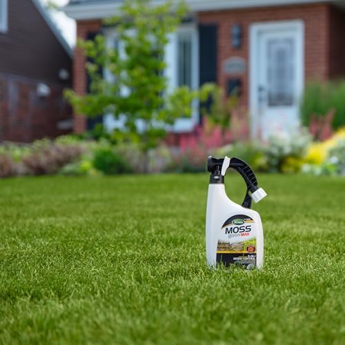 Scotts Moss B Gon Max 3-in-1 Moss Control for Lawns and Hard Surfaces | Ready-to-Spray, Fast-Acting, Non-Staining 3-in-1 Control for Lawn, Garden & Sidewalks, Won't Harm Grass, 430 sq. ft. Coverage - 3
