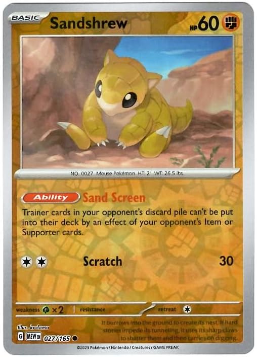 Pokemon - Sandshrew 027/165 - Pokemon 151 - Reverse Foil - Single Card