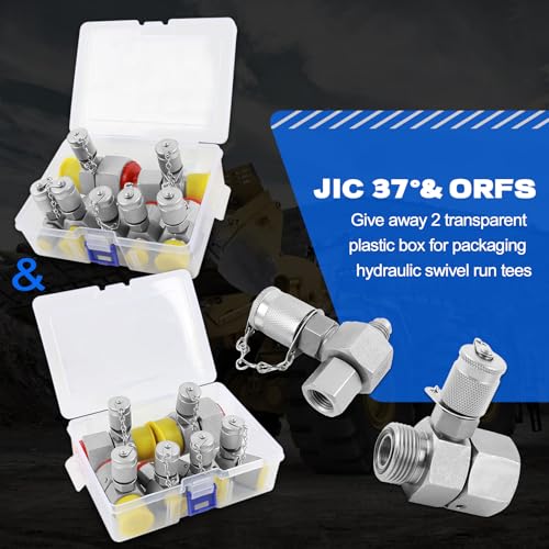 Image of Hydraulic Swivel Run Tees Set JIC37 ORFS Tester Tee Couplings ORFS Series 6-Pack & JIC37 Series 7-Pack for Excavator Construction Machinery Hydraulic System hydraulic fittings