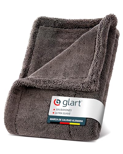 Glart 44TW6 Toalla de Secado XXL de Microfibra para Coche - 60x40 cm - Alta absorción con Fibra Twist - Sin Pelusa ni rayones - para Pintura, Vidrio, Llantas e Interior - Profesional y Reutilizable