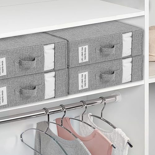 WANGIRL 6 Stück Aufbewahrung Bettwäsche Organizer, Faltbarer Aufbewahrungstasche für Bettlaken Kann in Kleiderschrank, Unterbett und in Schubladen, Aufbewahrungsbox für Bettlaken und Kleidung