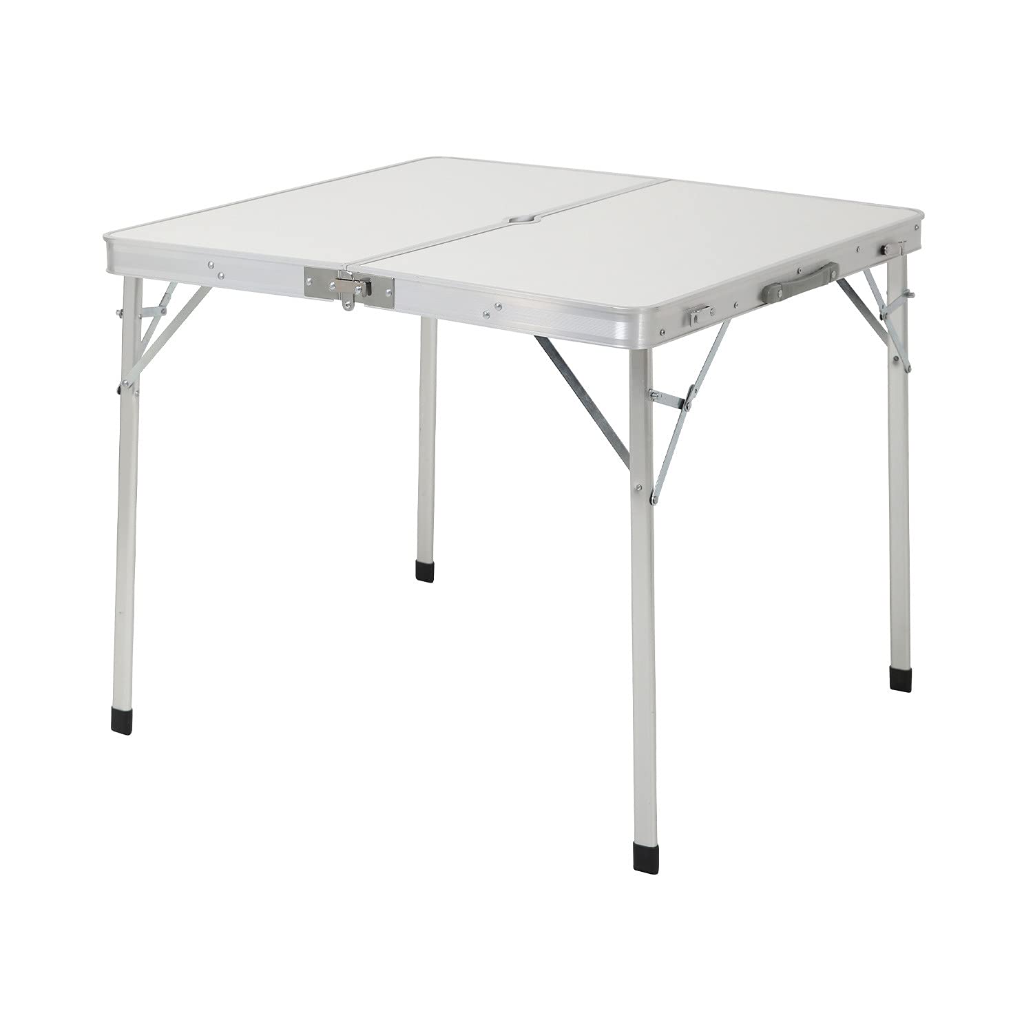 7H SEVEN HOUSE Set di Tavolo e sedie da Campeggio Pieghevole Portatile Bianco e Grigio, Estandar