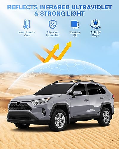 Image of Canvcle Window Shades for 2019-2025 Toyota RAV4 Accessories Sun Shade Windshield Sunshade Side Rear Window Covers Sun Visor Shield Privacy Protection for Camping Keep Car Cool Black 8PCS