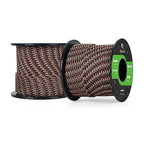 Abma Cord Paracord 100 lbs 2mm 100% Nylon 30M - Fall Camo pattern, Military-fall Camo Pattern, 30 Meters
