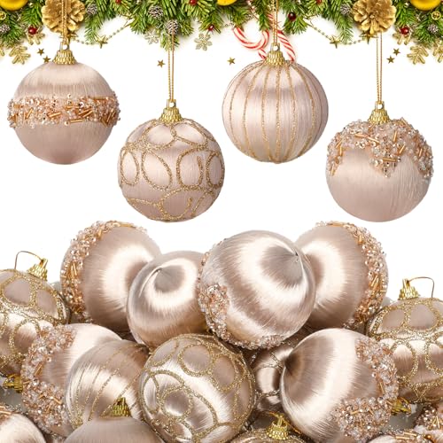 Soulchen 16 Pcs Champagne Satin Christmas Balls...