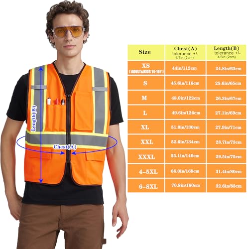 Image of A-KSAFETY High Visibility Safety Vest for Men Women with Pockets and Zipper