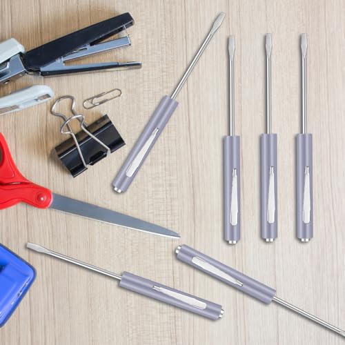 Image of Minatee 30 Pcs Pocket Screwdriver Mini Tops and Pocket Clips Magnetic Slotted Screwdriver with Magnet Small Slotted Screw Driver for Mechanical Electrician Technician Repair Tool(Gray)