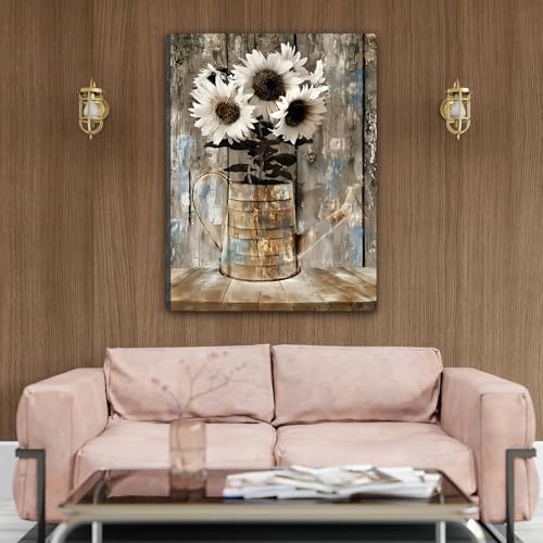 Cadre intérieur avec tableau marguerite rustique haut de gamme - 3