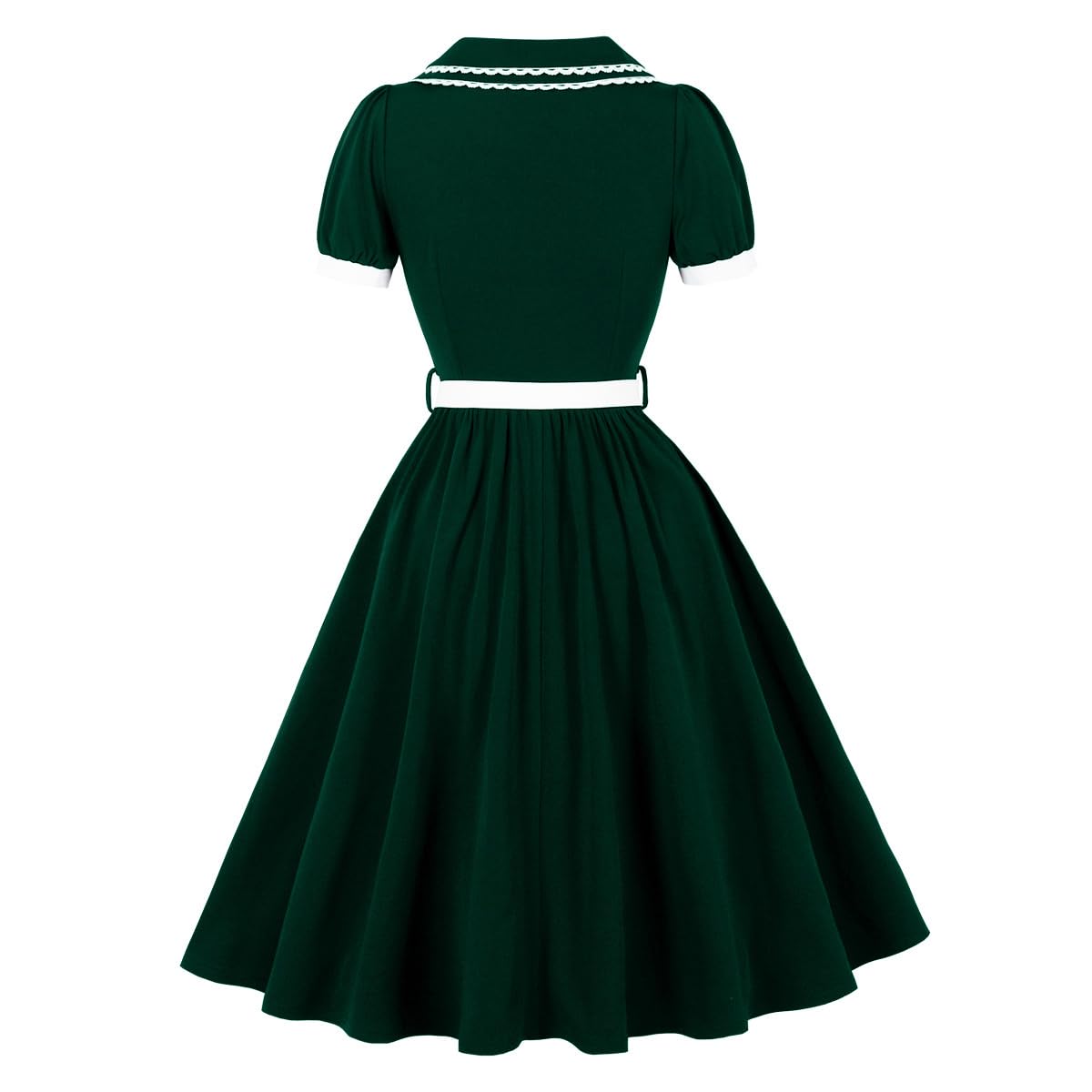 Wellwits Abito vintage da donna con colletto ricamato in pizzo