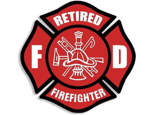 Red Retired Firefighter Maltese Cross Sticker (fire Fighter Fireman Decal)
