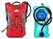 Hydration Backpack with 2 Liter Water Bladder Fits Men & Women (Red with Insulated Tube Sleeve and Quick Disconnect)