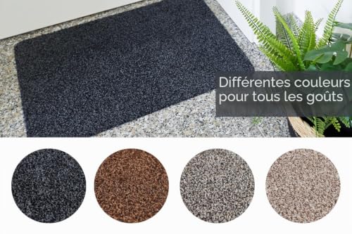Paillasson coton anthracite 60x100 cm grand format idéal pour entrée