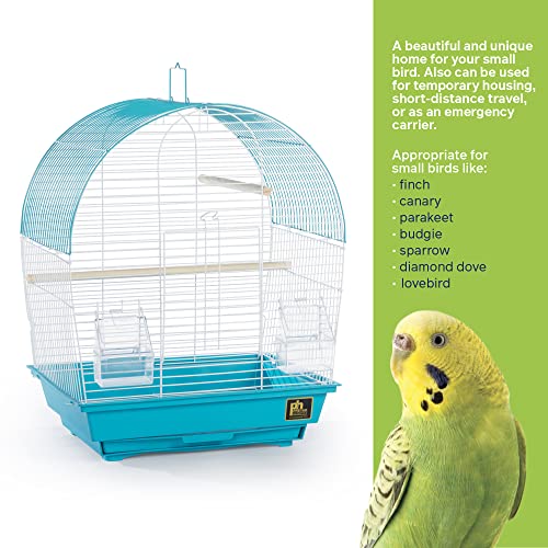 Image of Prevue Pet Products South Beach Dome Top Bird Cage - Ideal for Parakeets, Finches, Budgies, & Canaries, Small & Portable Indoor Bird Cage, Functional Permanent or Travel Bird Cage - White & Teal