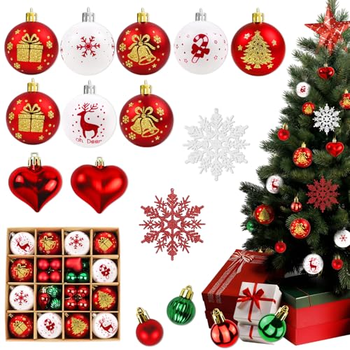 46er Set Weihnachtskugeln Plastik,Ø 3-6cm Weihnachtsbaumkugeln mit...