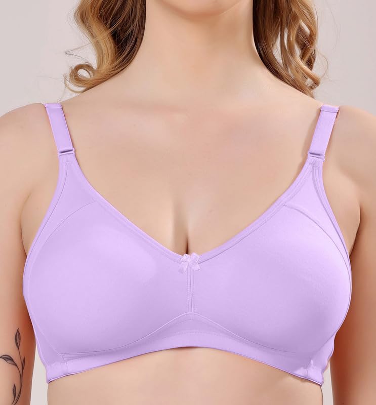 Image of London Hills Regular Bra for Women Everyday Non Padded Wire Free Full Coverage Cotton Blend