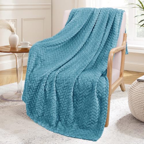Image of Exclusivo Mezcla Fleece Throw Blanket for Couch Sofa, 50 inchx70 inch, Slate Blue