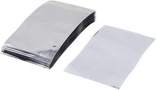 Aexit 50 Pcs Tool Sets 70mm x 110mm Silver Tone Flat Open Top Anti Static Bag ESD Tool Sets for Electronics