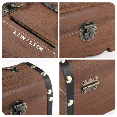 Tirelire vintage en bois avec serrure idée cadeau anniversaire originale