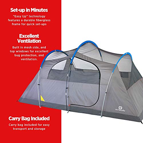 Outbound 8-Person Dome Tent for Camping with Screen Porch and Carry Bag | Easy Up & Water Resistant | 3 Season| Blue - Thumbnail 2