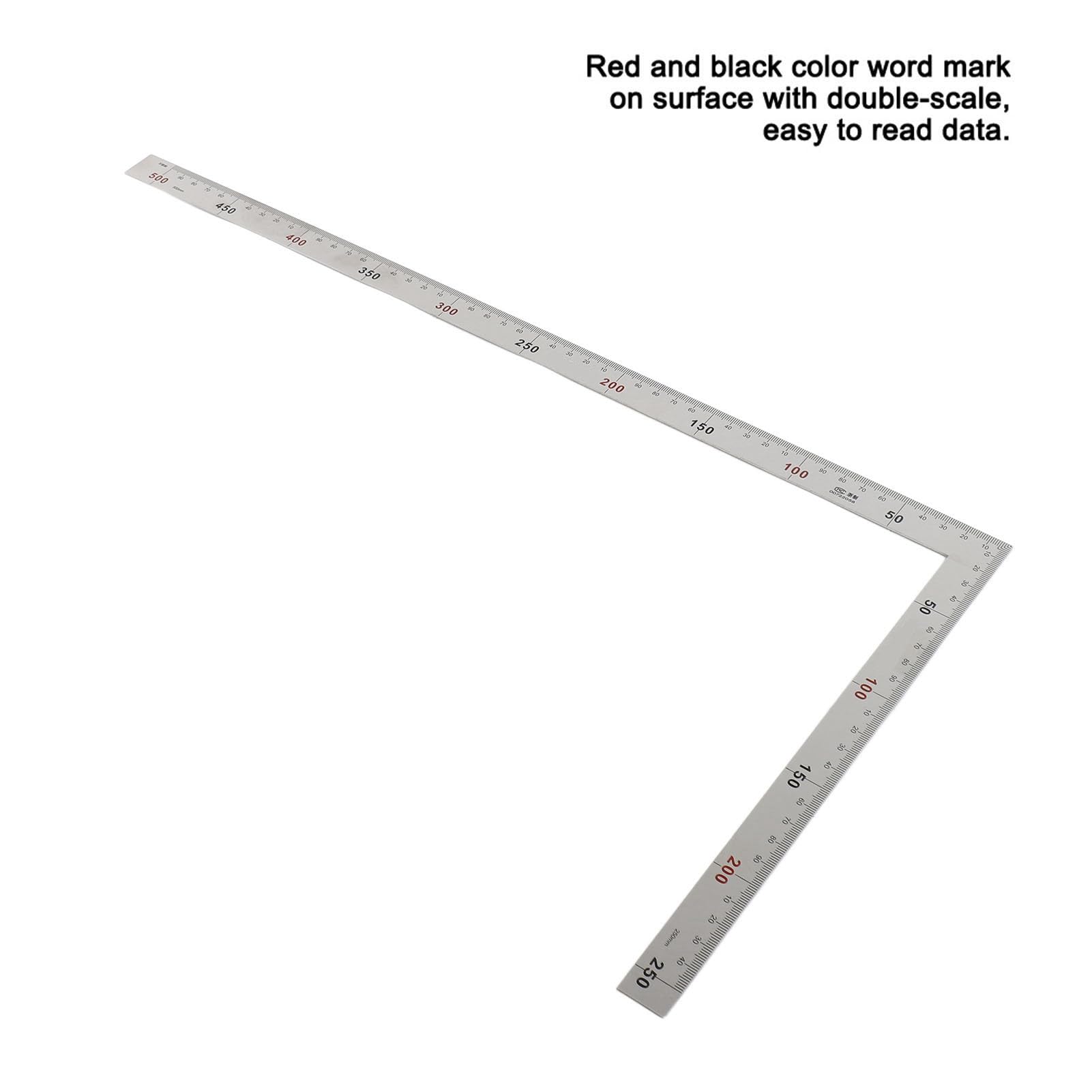 Équerre de Charpentier Acier Inoxydable 500x250mm Règle à Angle Droit à 90 Degrés équerre de Cadrage en Acier Outil de Mesure Professionnel Facile à Lire Angle de Règle de 02