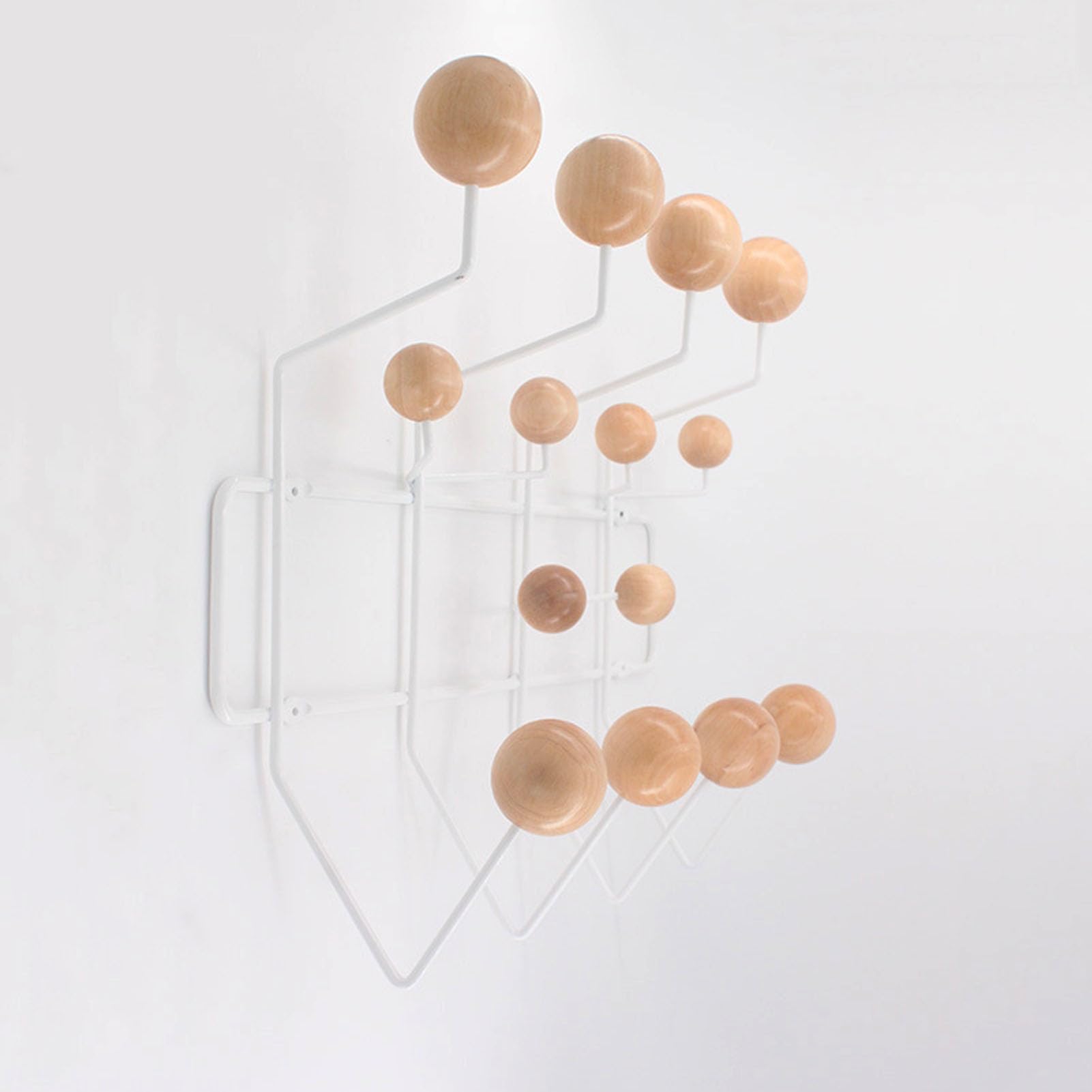 AILZCFX Coat Hook Wooden Ball, Coat Rack with 14 Hooks, Wall Coat Rack, Hook Rail with Colorful Balls Coat Rack for Entryway Hallway Bedroom Bathroom — image 1