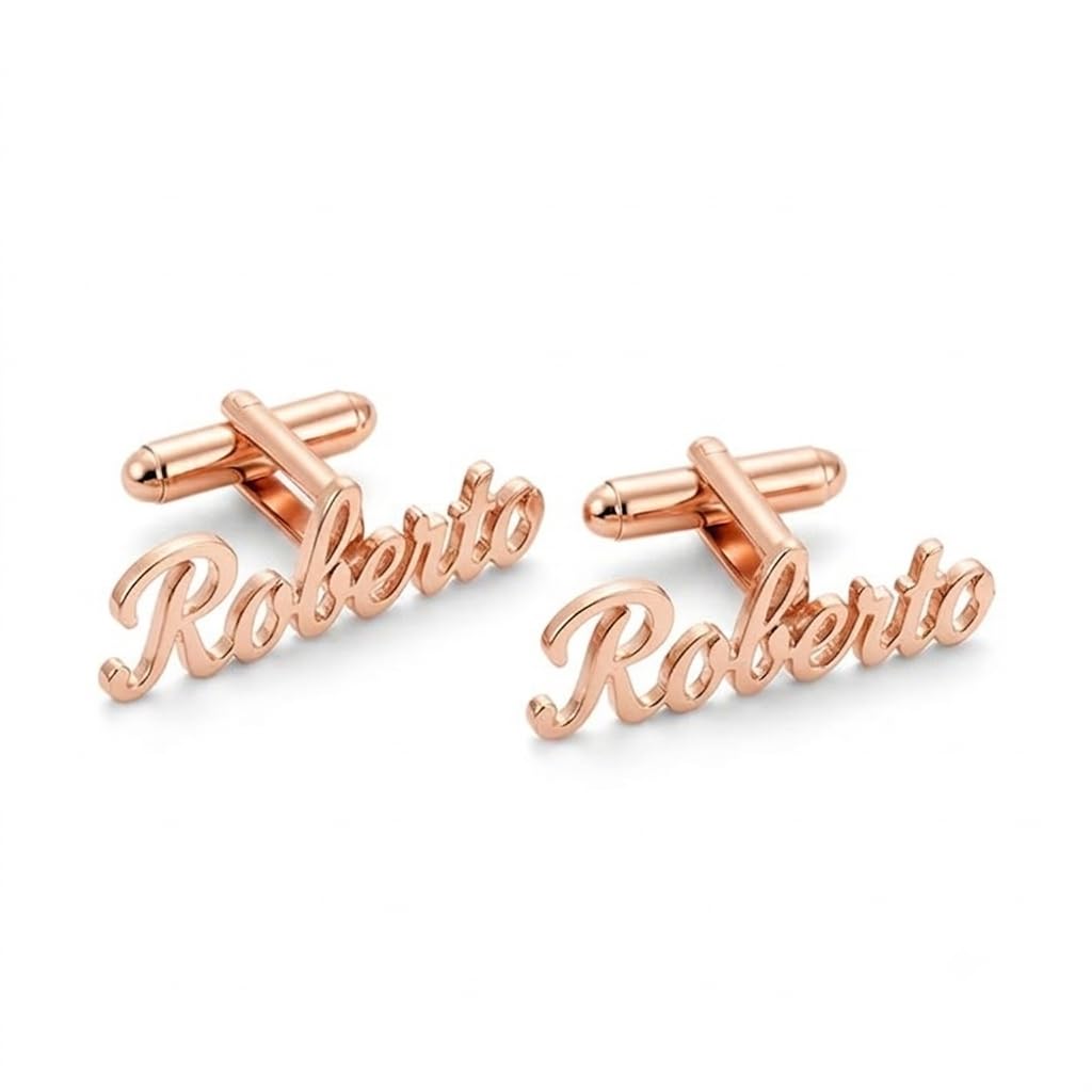 Personalized Name Cufflinks for Men | Custom Gold Name Cuff Links | Engraved Wedding Cufflinks for Groom | Premium Shirt Cuff Accessories | Personalized Gift for Husband, Boyfriend & Groomsmen-image-6