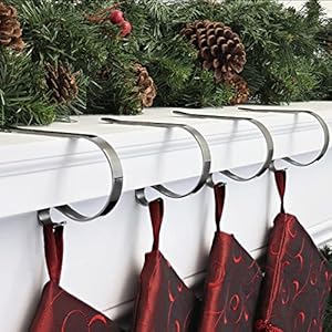Haute decor the original mantleclip 4 pack brushed nickel hang christmas stockings safely and securely from mantels up to 3 inches thick  urban country home decor