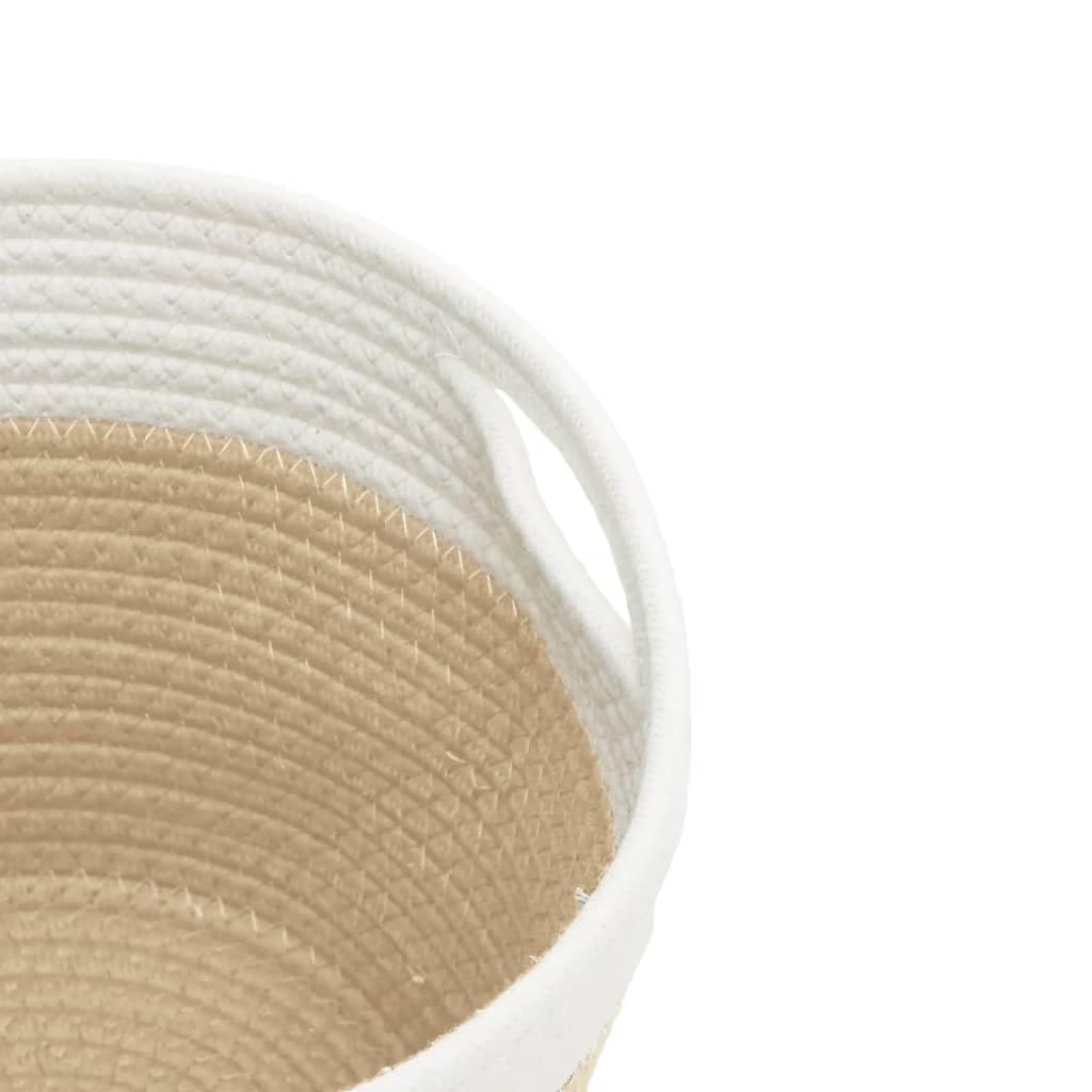 Mangloder Aufbewahrungskörbe 2 Stk. Beige und Weiß, geflochten, faltbar, Stoff Organizer aus Baumwolle, 24 x 18 cm, für Regal, Küche, Schlafzimmer, Bad, Wohnzimmer, Boho Deko