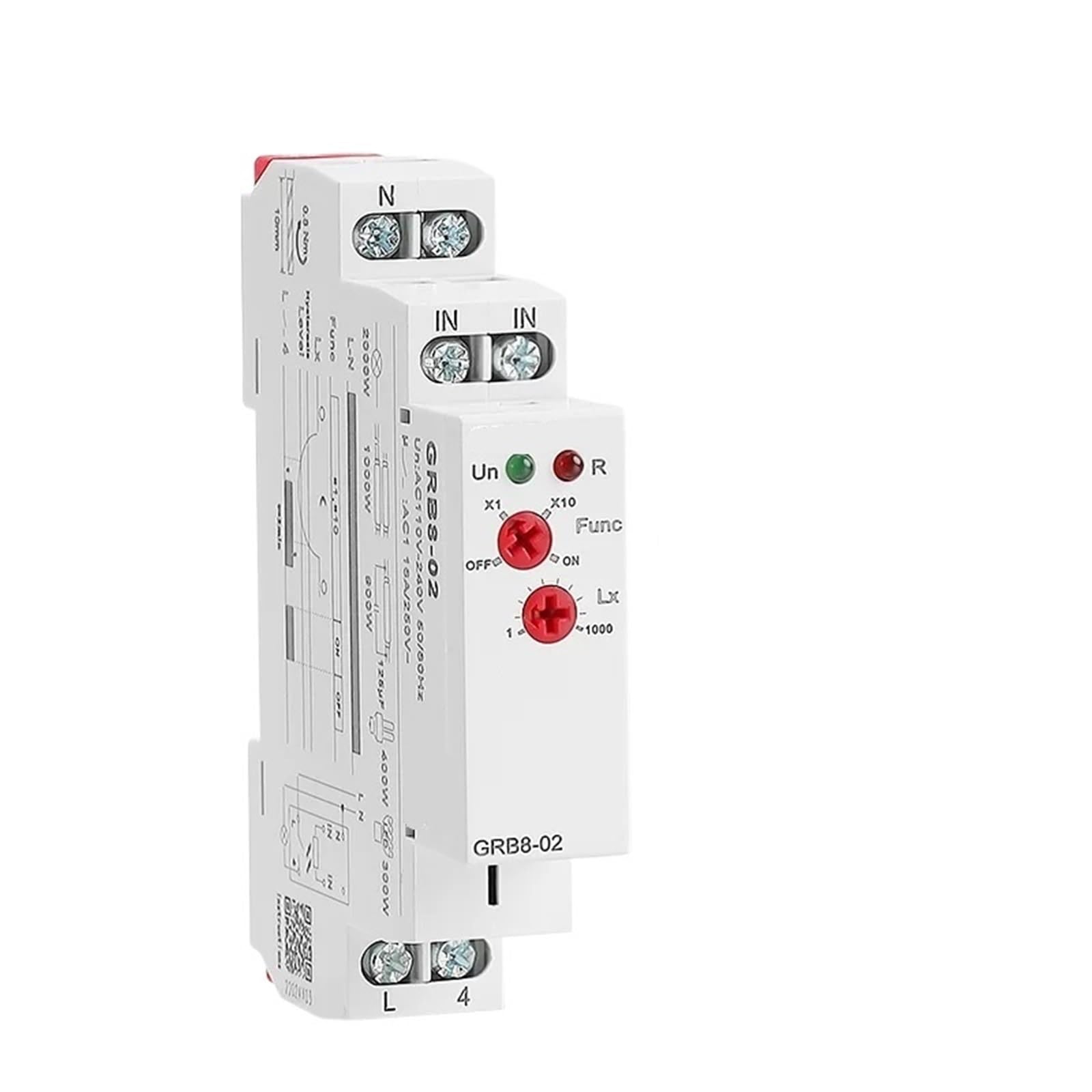 OGQNPJJCJ 1pcs GRB8-01/02 Din Rail Switch Photoelectric Timer Light Sensor Relay AC110V-240V Auto ON Off(GRB8-02 AC110-240V)