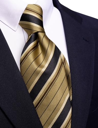 Image of Barry.Wang Silk Ties for Men Fun Necktie and Tie Clip Set for Wedding Party Business Formal Extra Long