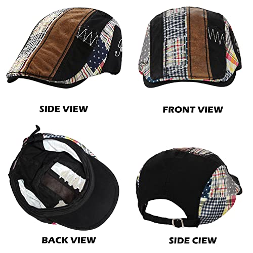 Colorsun Men Beret Hat Cotton Buckle Adjustable Newsboy Hats Classic Patchwork Cabbie Gatsby Cap #TOP3