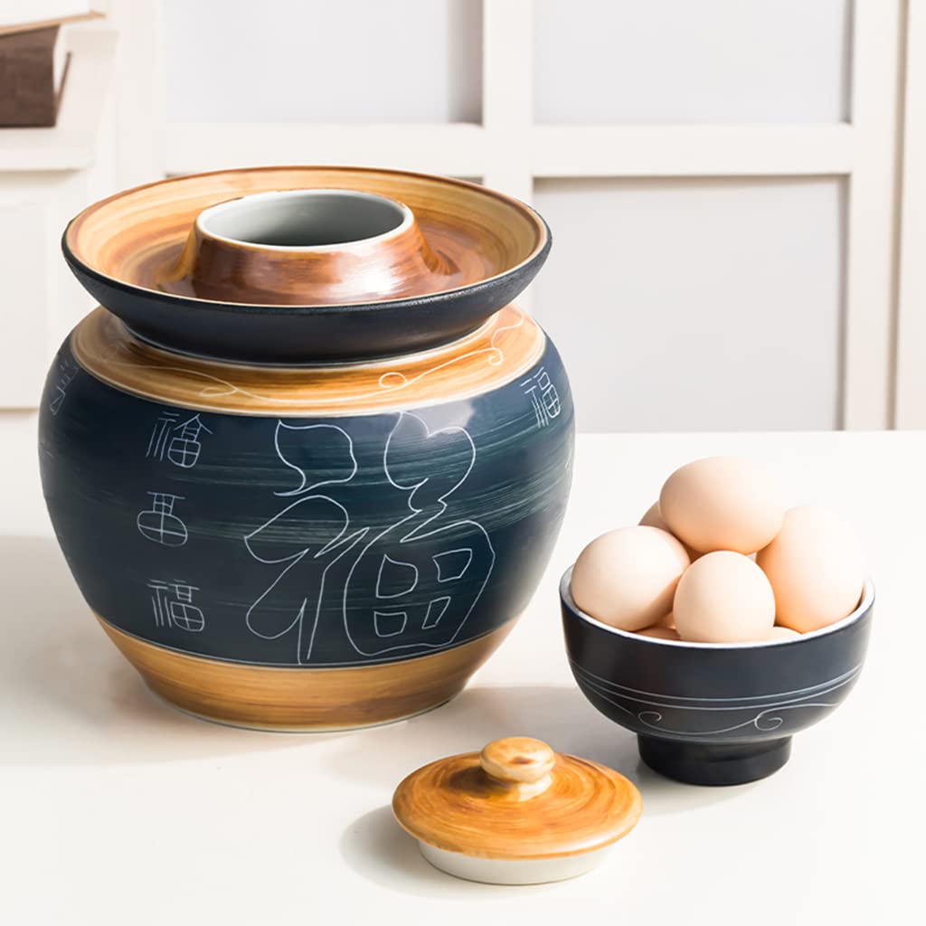 vasetti per fermentazione, Decapaggio in vaso di ceramica tradizionale cinese con coperchio ten(1.5kg)