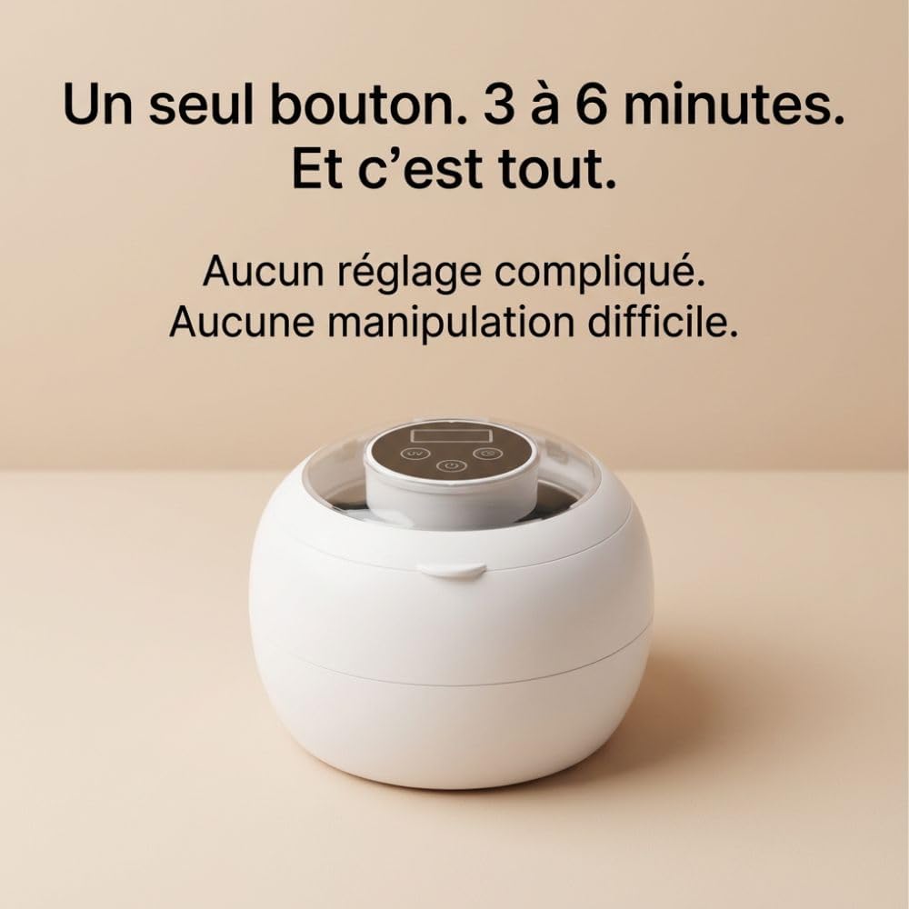 Dentaclean Nettoyeur Ultrasons 42000Hz Stérilisateur Ultrasonique UV Pour Gouttières Dentiers Aligneurs Blanc