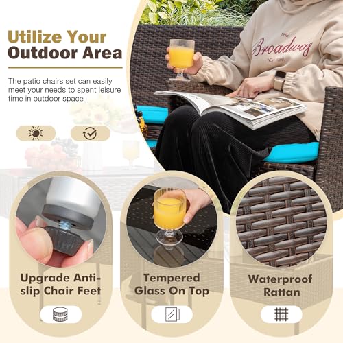 image for Homall 4 Pieces Patio Rattan Chair Wicker, Outdoor Indoor Use Backyard