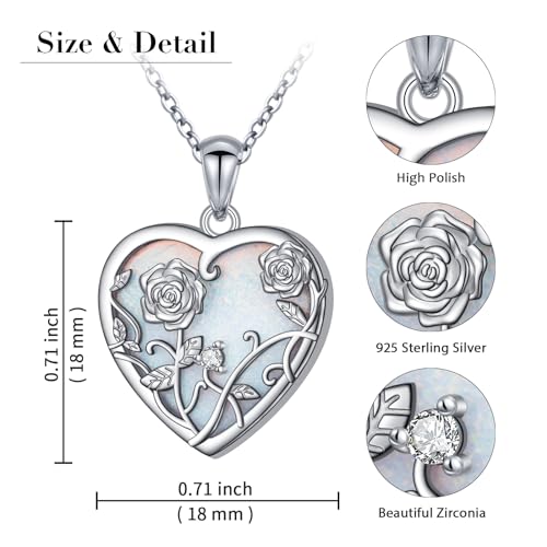 Yearace Urn Necklace for Ashes Sterling Silver Filigree Locket Necklace that Holds Pictures Heart Keepsake Memorial Necklace Cremation Jewelry for Ashes for Women Men 5