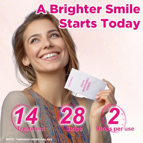 callsmile teeth whitening strips - 14 treatments enamel safe professional teeth whitening with non-slip dry strip technology deep stains removal no sensitivity mint 28 strips