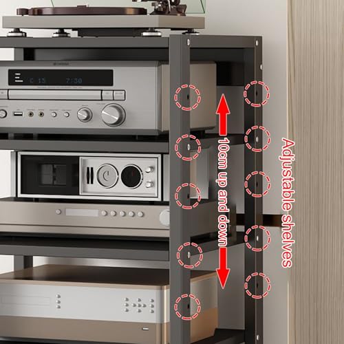 Meuble stéréo à 5 niveaux et support multimédia audio-vidéo avec 4 étagères réglables
