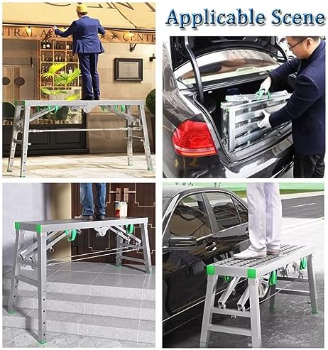 Adjustable Height Portable Folding Workbench & 5-Level Heavy Duty Step Ladder - Ideal for Home Improvement, DIY Projects, and Construction Tasks