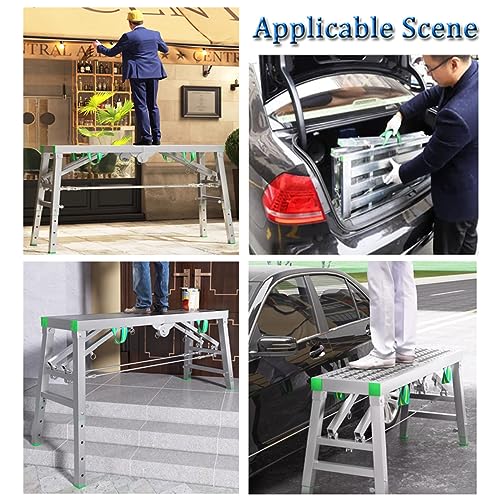 Piattaforma di lavoro pieghevole con altezza regolabile, superficie antiscivolo per casa, ufficio, officina, garage