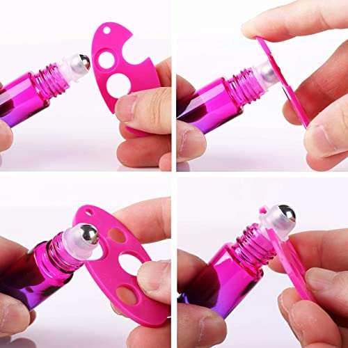 Inice 24 10Ml Thick Glass Roller Bottles Roll On Bottle Big Stainless Ball Gradient Color For Essential Oils (3 Dropper, 1 Funnel, 1 Extra Roller Ball, 1 Bottle Opener, 1 Brush, 24 Labels) #TOP4