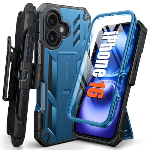 Coque iPhone 16 antichoc totale 360 degrés avec béquille et clip ceinture ultra robuste