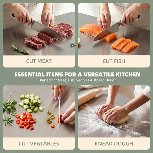 Stainless Steel Cutting Board with Lip, Metal Chopping Board for Kitchen Countertop, Single Stainless Steel Cutting Board For Food Prep (20 x 16 in / 50 × 40 cm) by TJ POP - Used condition - Image 5