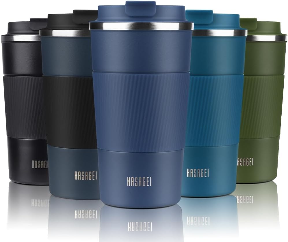 HASAGEI Travel Mug, Insulated Coffee Cup with Leakproof Lid - Vacuum Insulation Stainless Steel for Hot and Cold Water Coffee and Tea 510ml/380ml
