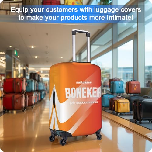 Custom Luggage Cover Personalized Suitcase Cover Add Your Name Photo Text Logo Double Sided Design Customized Elastic Protector Washable luggage cover protector for Travel（S-XL (White, S)3
