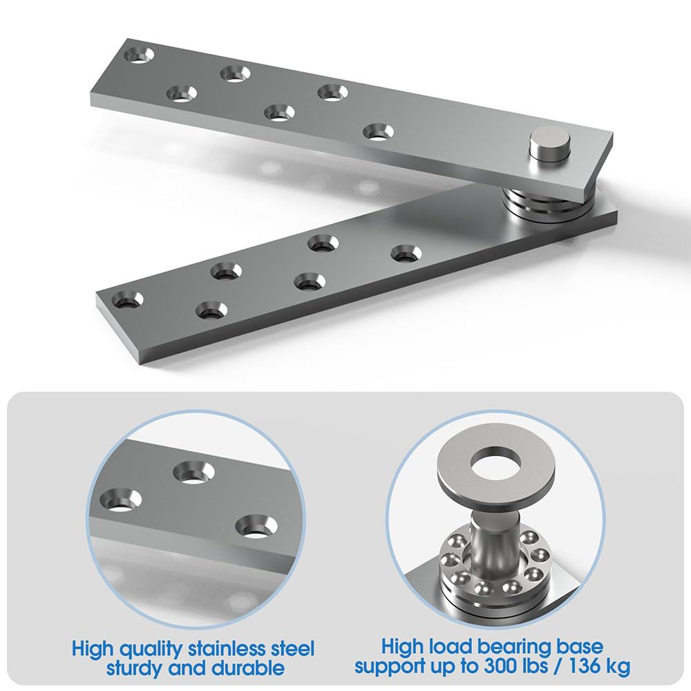 Bisagra de Puerta Oculta de Acero Inoxidable, Plata | Bisagra Pivotante para Puerta Oculta Giratoria de 360, Soportar de 136 kg para Pesada Puertas Secretas Invisibles Librerías