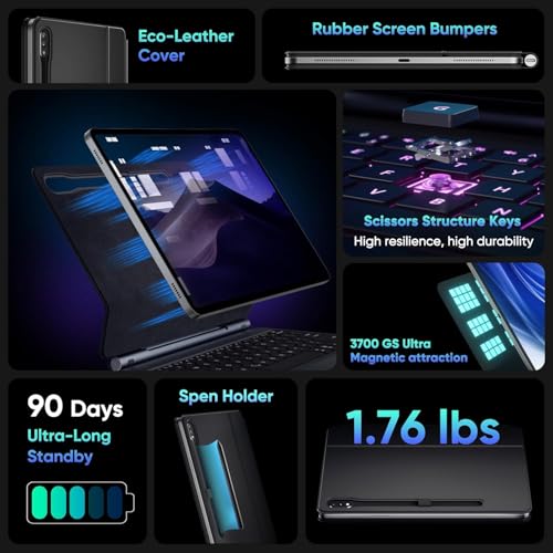 Image of MICROWARE Compatible Samsung Galaxy Tab S10+ Plus /S9+ /S9 FE+ /S8+ /S7+ /S7 FE Keyboard case 12.4 inch Magnetic Case with Keyboard Touchpad Bluetooth Backlit Stand Slim Protective Cover