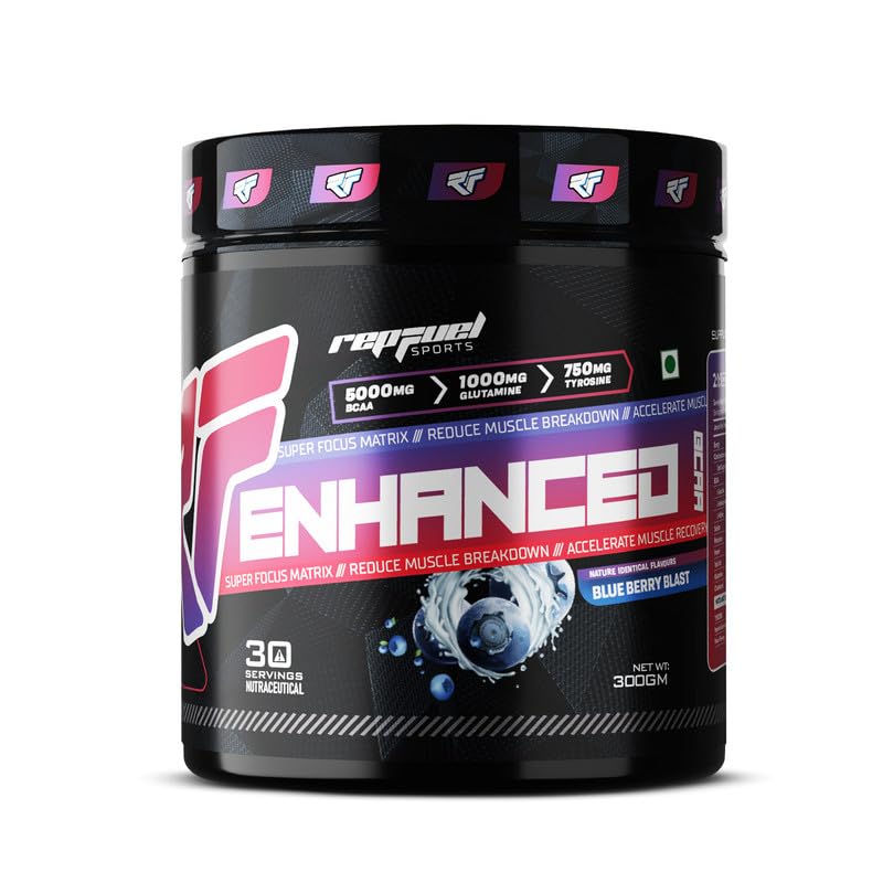 Enhanced BCAA | 300 gm | 30 Servings | 2500mg L-Leucine | 1250mg L-Isoleucine | 1250mg L-Valine | 5000mg BCAAs | 1000mg Glutamine | Muscle Recovery and Endurance (Blueberry)-image-20