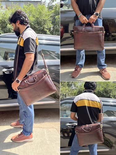 Image of RUSTIC TOWN Premium Leather Crossbody Messenger Bag - Stylish and Versatile - Gift for Professionals